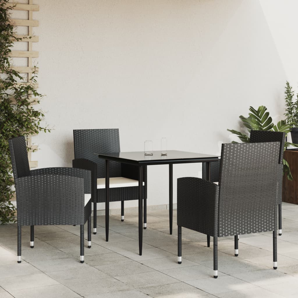 vidaXL Juego de comedor de jardín 5 pzas ratán sintético y acero negro