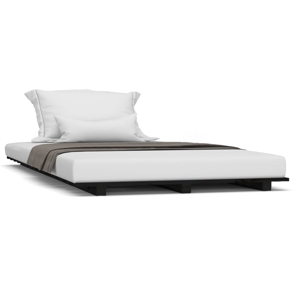 vidaXL Estructura de cama madera maciza de pino negro 90x190 cm