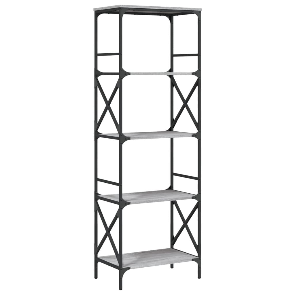 vidaXL Librería 5 estantes madera ingeniería gris Sonoma 59x35x171 cm