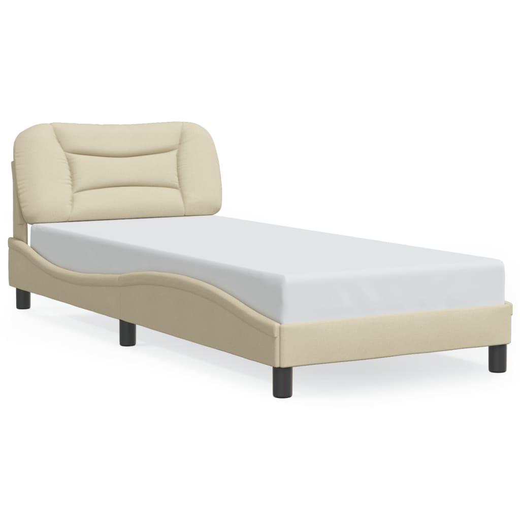 vidaXL Estructura de cama con luces LED tela crema 90x200 cm