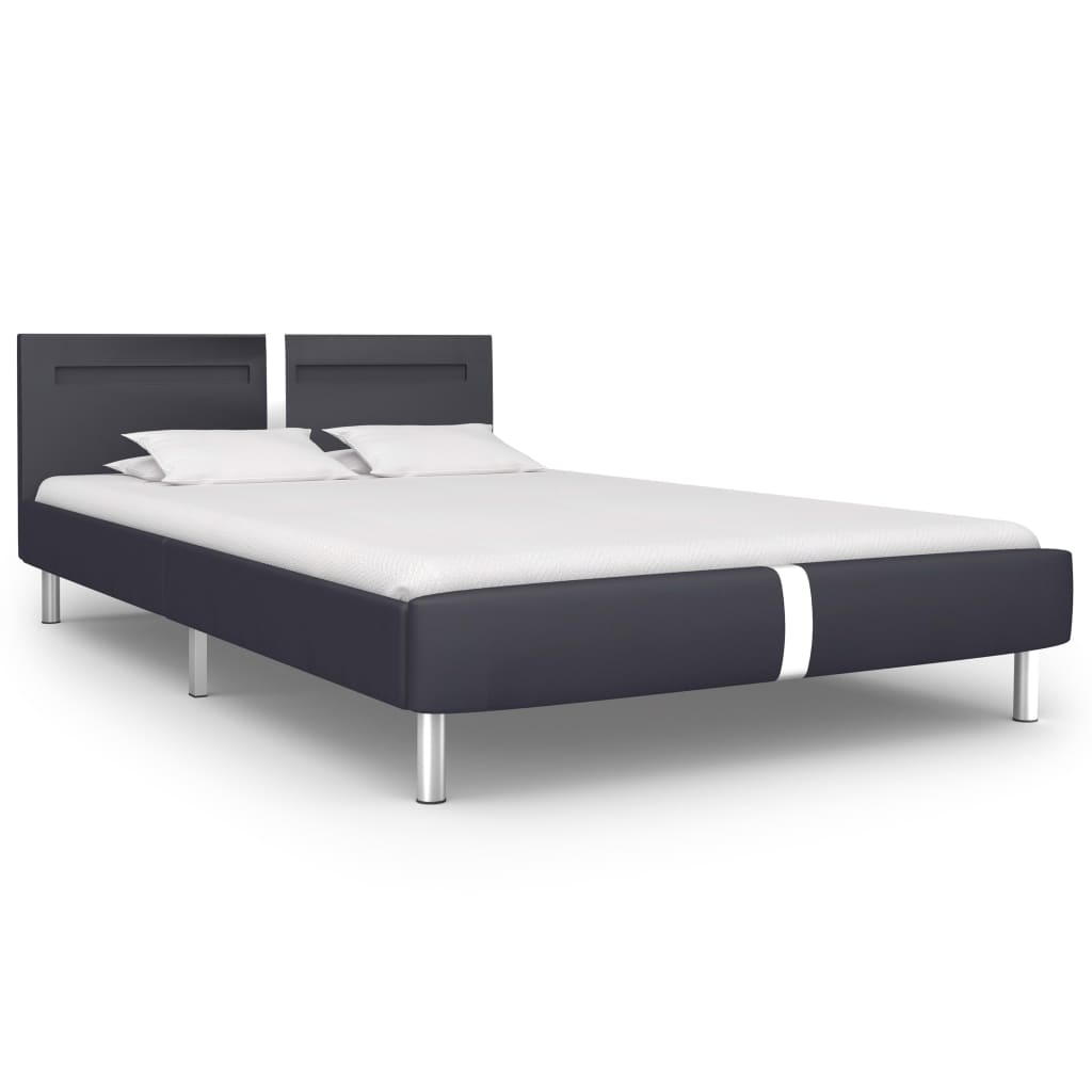 vidaXL Estructura de cama con LED sin colchón cuero negro 140x200 cm