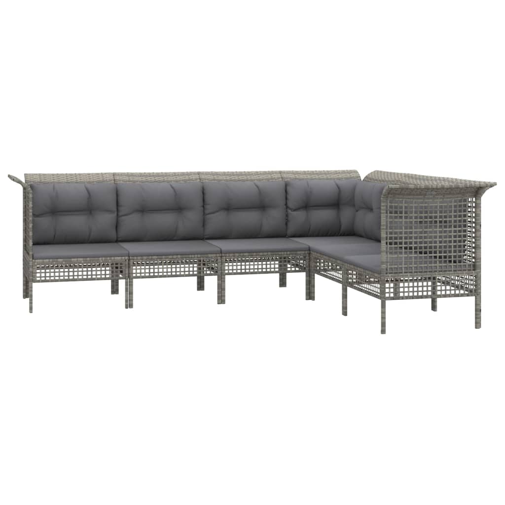 vidaXL Set de muebles de jardín 6 pzas y cojines ratán sintético gris