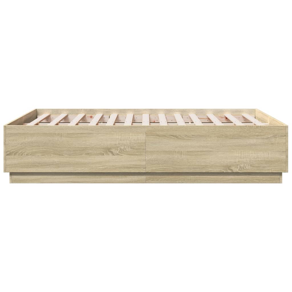 vidaXL Estructura cama con luces LED madera roble Sonoma 120x190 cm