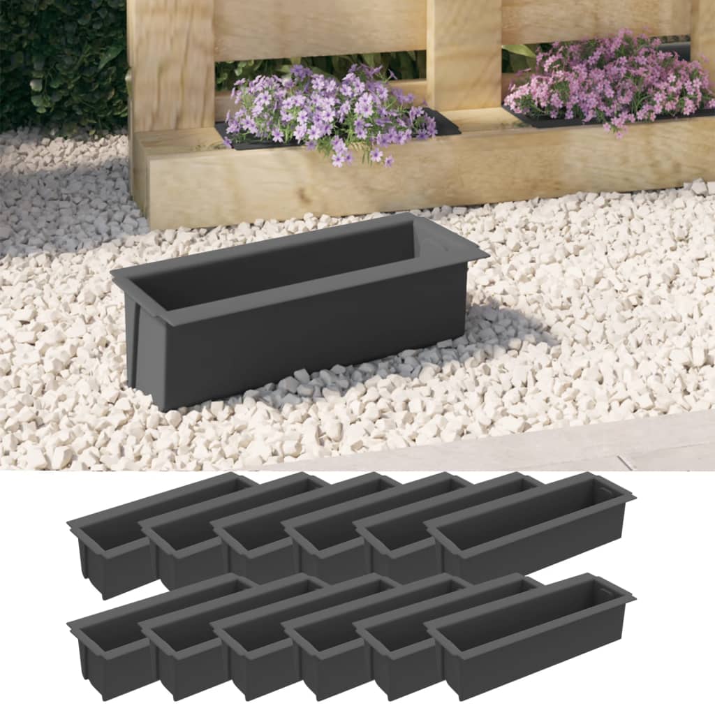 vidaXL Jardineras para europalés 12 uds PP gris 36x13,5x9,5 cm