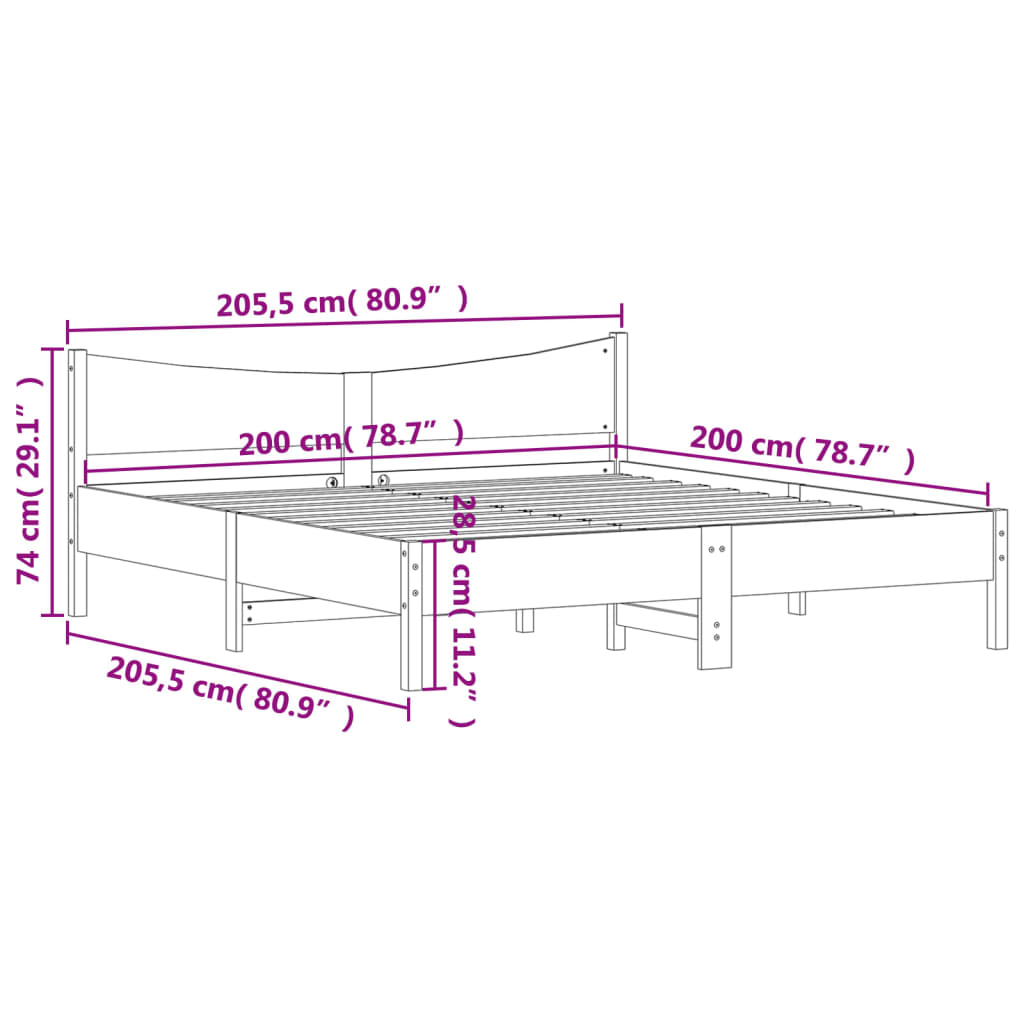 vidaXL Estructura de cama sin colchón madera maciza blanca 200x200 cm