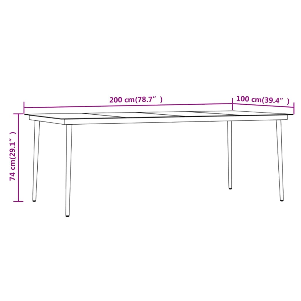 vidaXL Juego de comedor para jardín 9 piezas negro