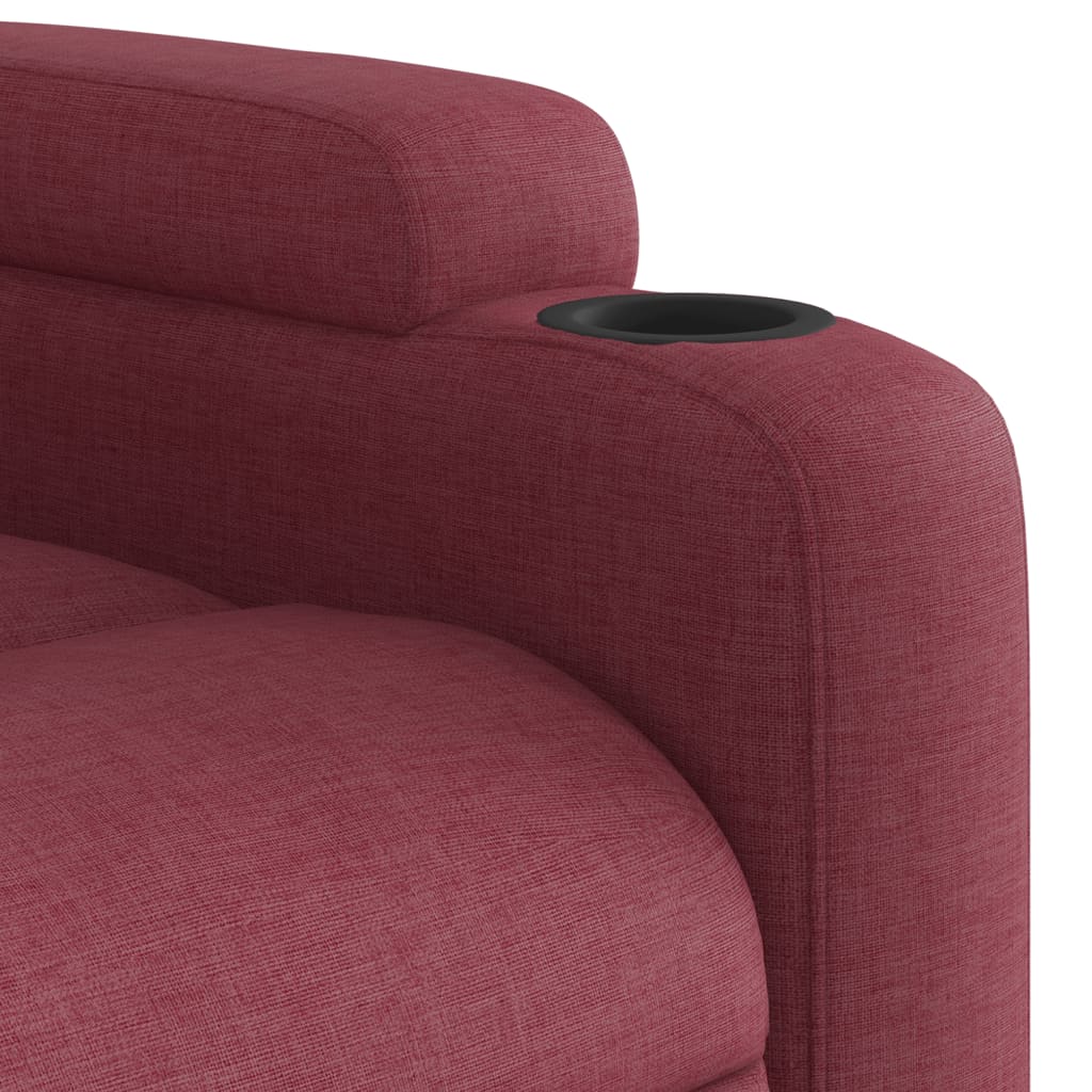 vidaXL Sillón de masaje elevable eléctrico tela rojo tinto