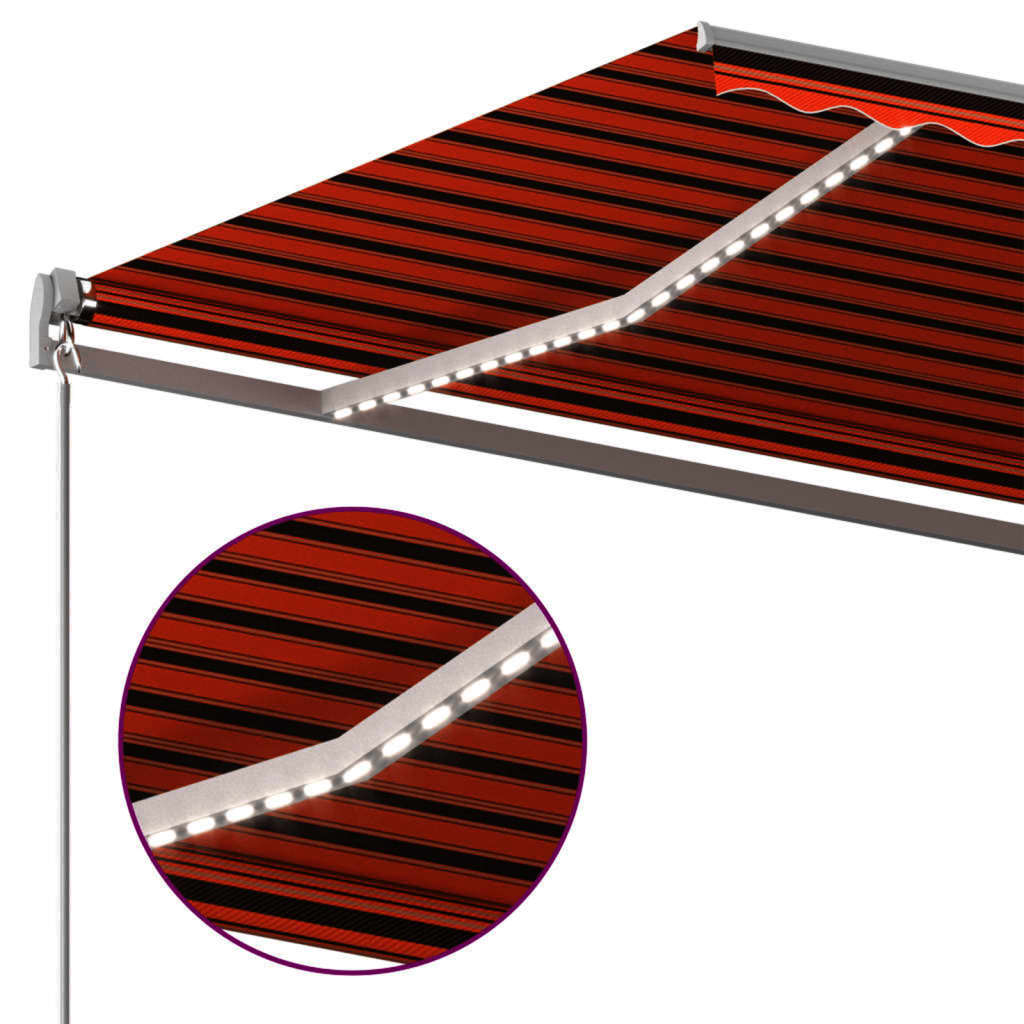 vidaXL Toldo automático LED sensor de viento naranja marrón 400x350 cm