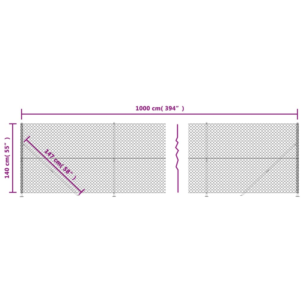 vidaXL Cerca de alambre con brida gris antracita 1,4x10 m