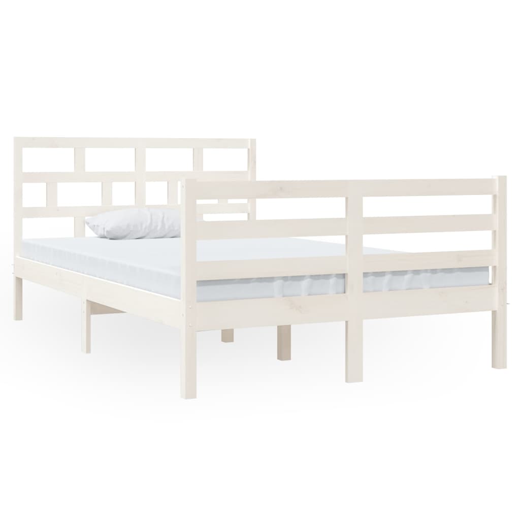 vidaXL Estructura cama doble pequeña madera maciza blanco 120x190 cm