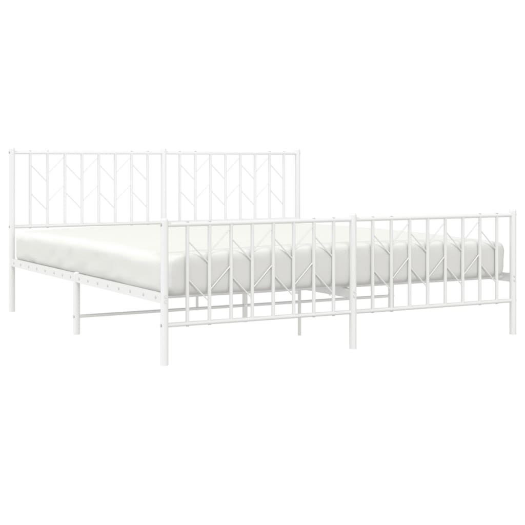 vidaXL Estructura cama sin colchón con estribo metal blanco 183x213 cm