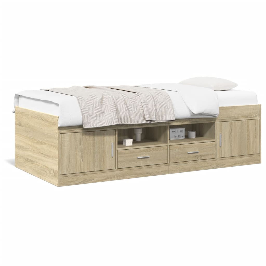 vidaXL Sofá cama con cajones sin colchón roble Sonoma 75x190 cm