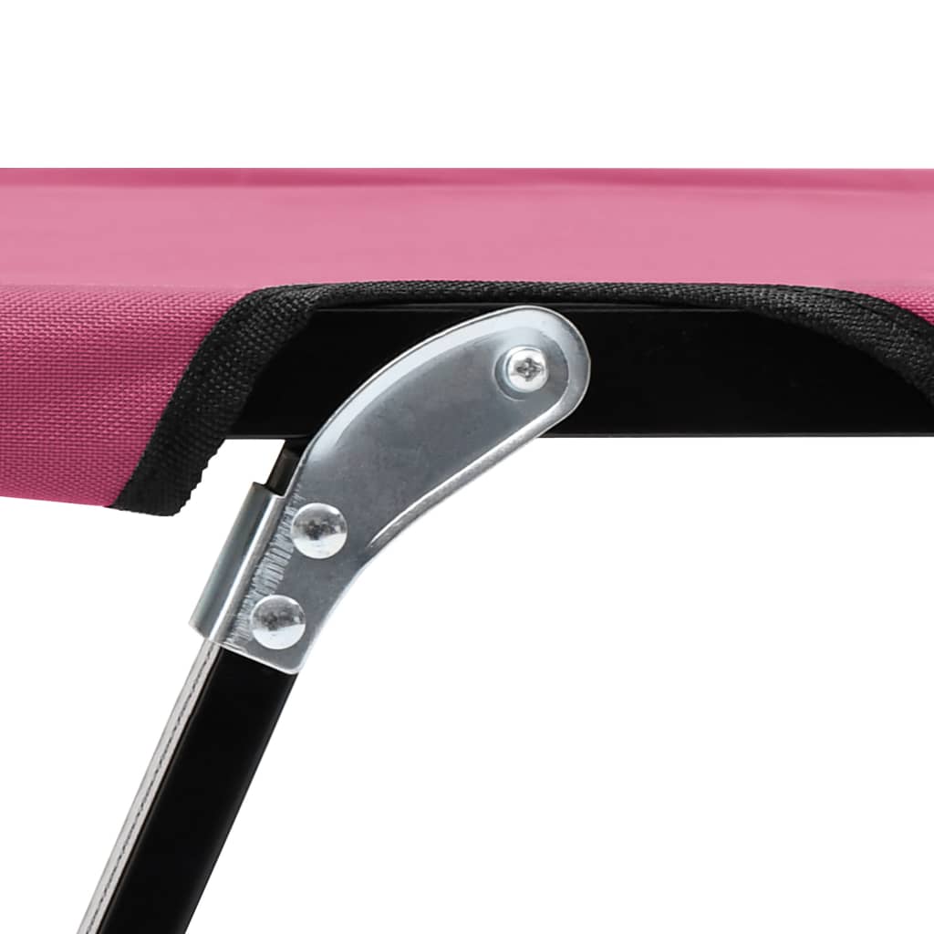 vidaXL Tumbona doble plegable acero rosa