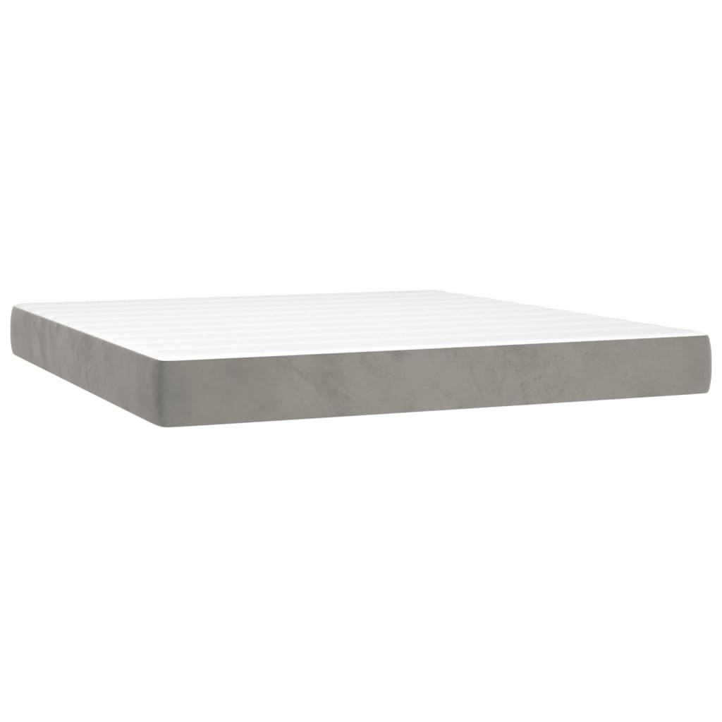 vidaXL Cama box spring con colchón terciopelo gris claro 180x200 cm