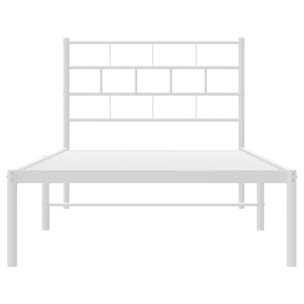 vidaXL Estructura cama sin colchón con cabecero metal blanco 107x203cm