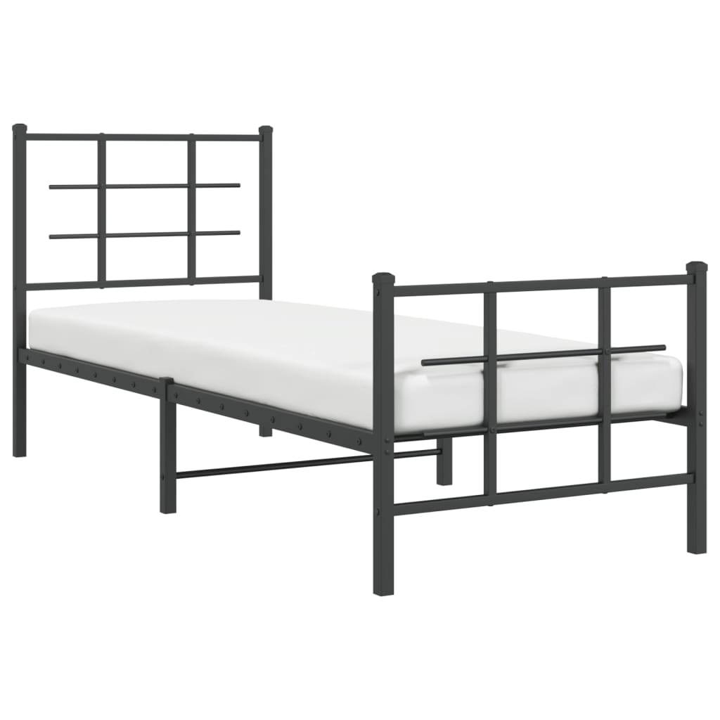 vidaXL Estructura cama sin colchón con estribo metal negro 75x190 cm