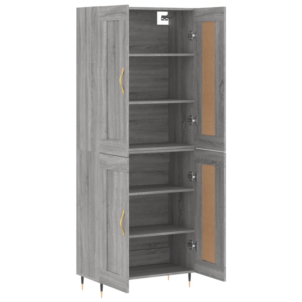 vidaXL Aparador alto madera contrachapada gris sonoma 69,5x34x180 cm