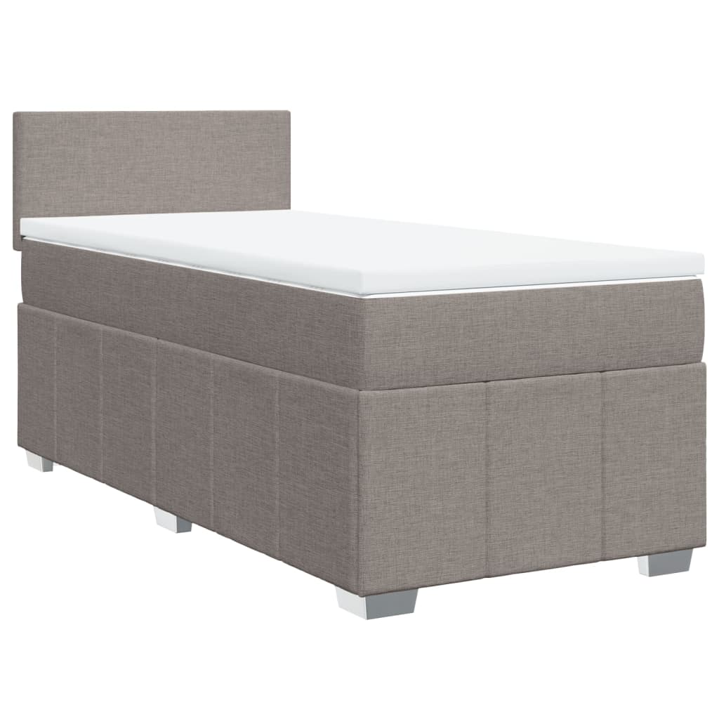 vidaXL Cama box spring con colchón tela gris taupe 90x190 cm