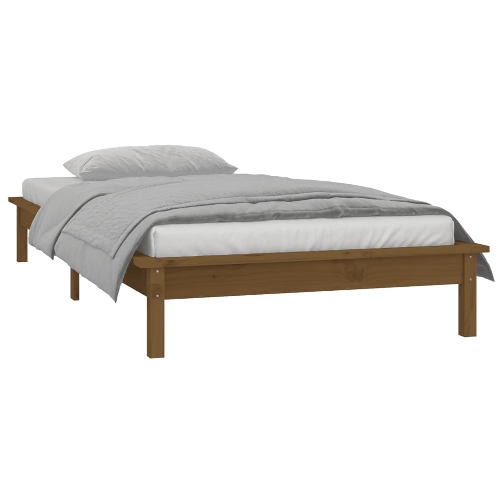 vidaXL Estructura de cama con LED madera maciza marrón miel 100x200 cm