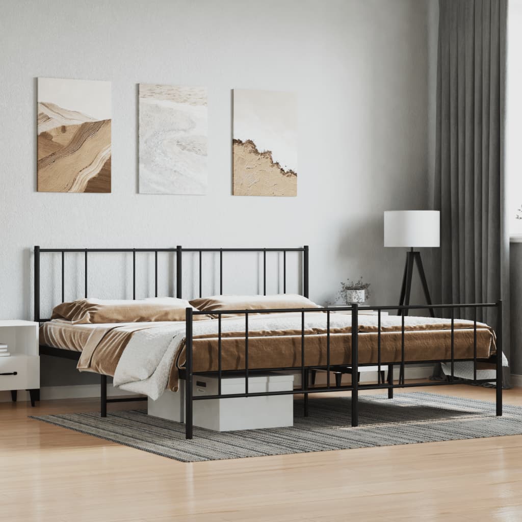 vidaXL Estructura cama sin colchón con estribo metal negro 183x213 cm