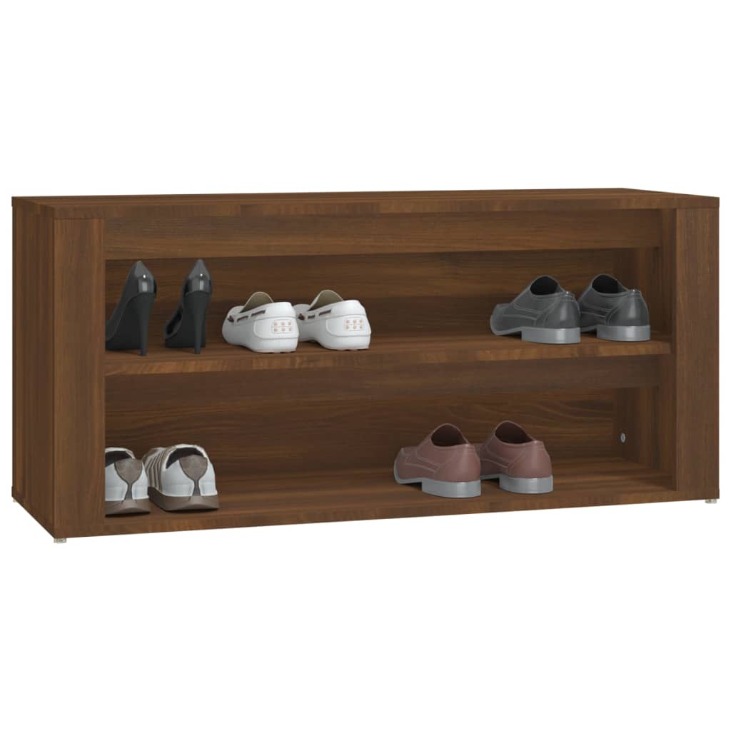 vidaXL Mueble zapatero madera contrachapada marrón roble 100x35x45 cm