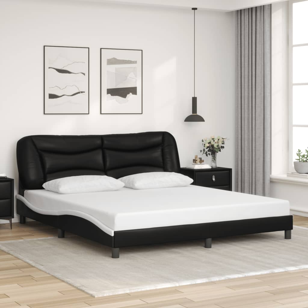 vidaXL Estructura de cama con LED sin colchón negro blanco 180x200 cm