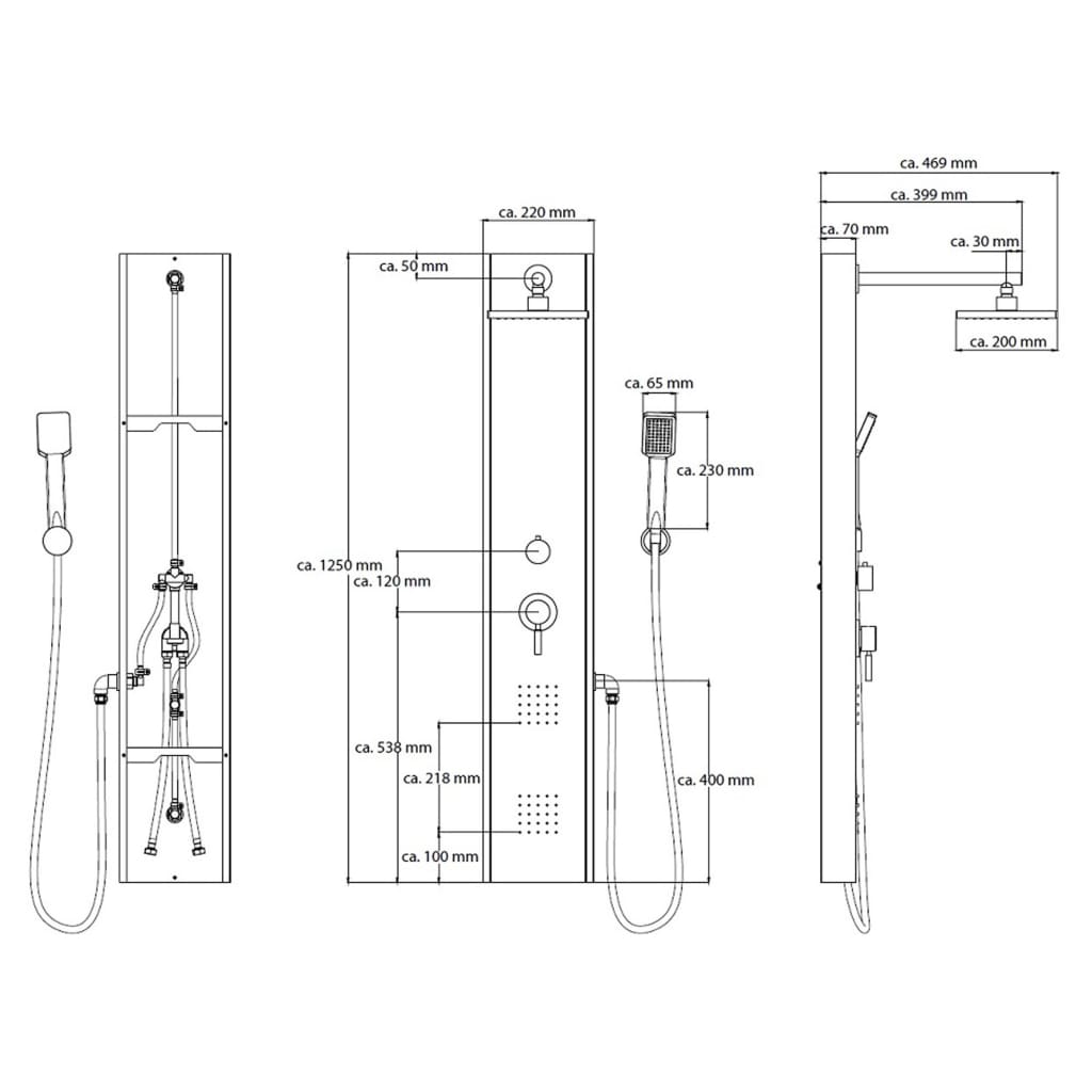 SCHÜTTE Panel de ducha con mezclador monomando TAHITI acero inoxidable