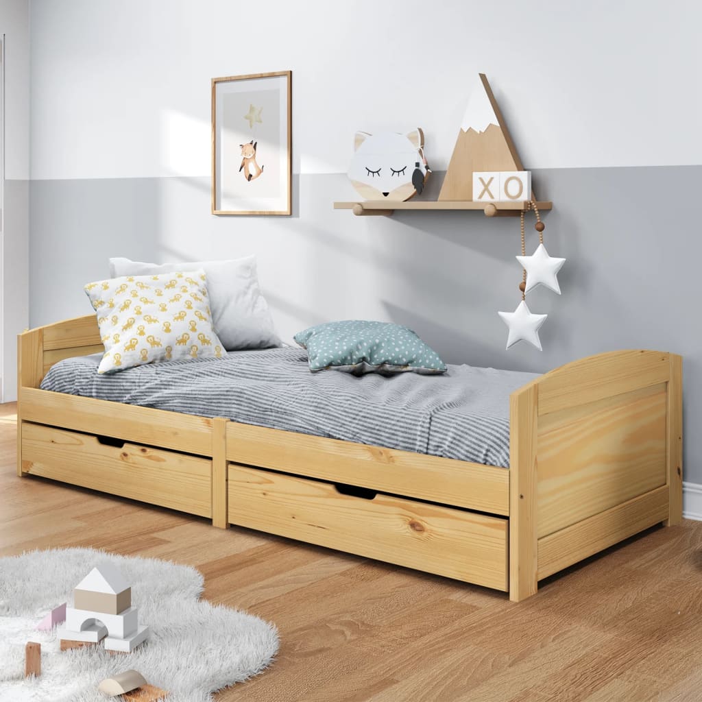 vidaXL Sofá cama con 2 cajones madera maciza pino IRUN 90x200cm