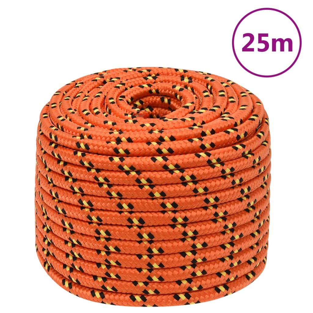 vidaXL Cuerda de barco polipropileno naranja 14 mm 25 m