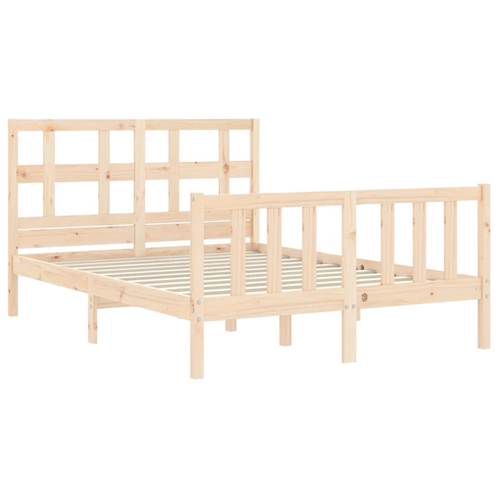 vidaXL Estructura de cama de matrimonio con cabecero madera maciza