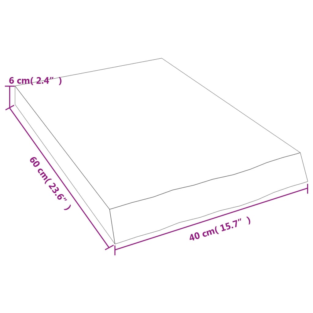 vidaXL Encimera baño madera maciza tratada marrón claro 40x60x(2-6) cm