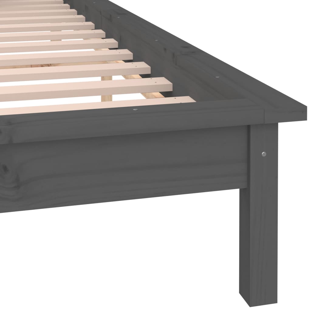 vidaXL Estructura de cama con LED madera maciza gris 160x200 cm