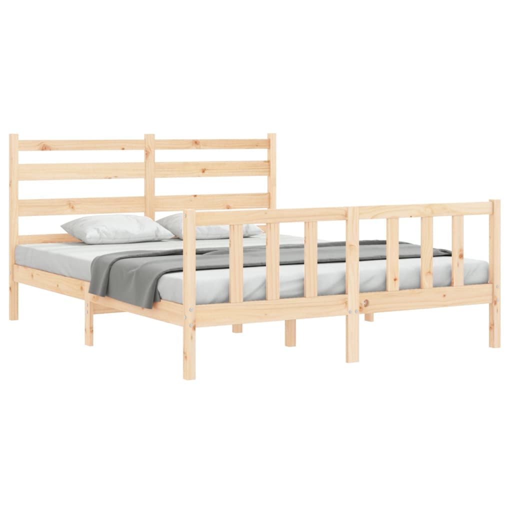 vidaXL Estructura de cama de matrimonio con cabecero madera maciza