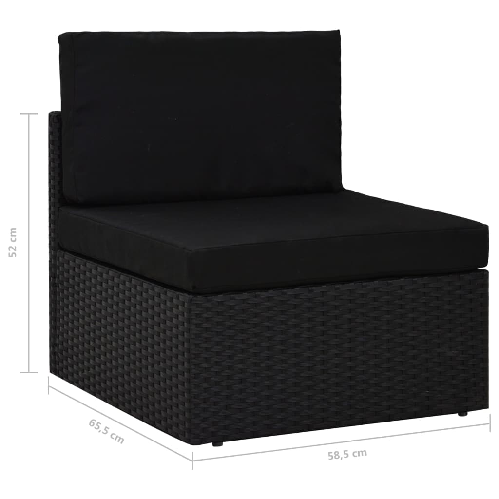 vidaXL Set de muebles de jardín 5 pzas ratán sintético y cojines negro