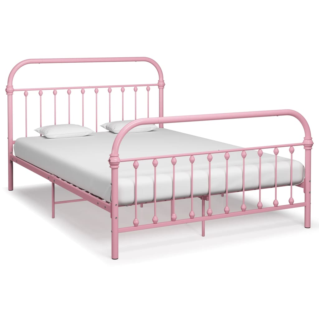 vidaXL Estructura de cama sin colchón metal rosa 140x200 cm