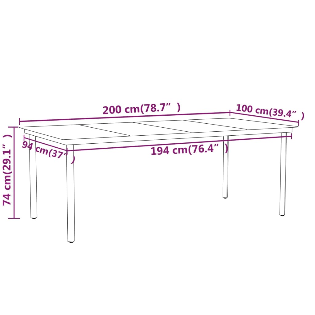 vidaXL Juego de comedor para jardín 9 piezas negro