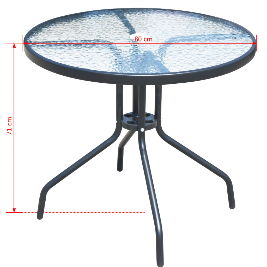 vidaXL Juego de comedor de jardín 5 piezas de acero negro