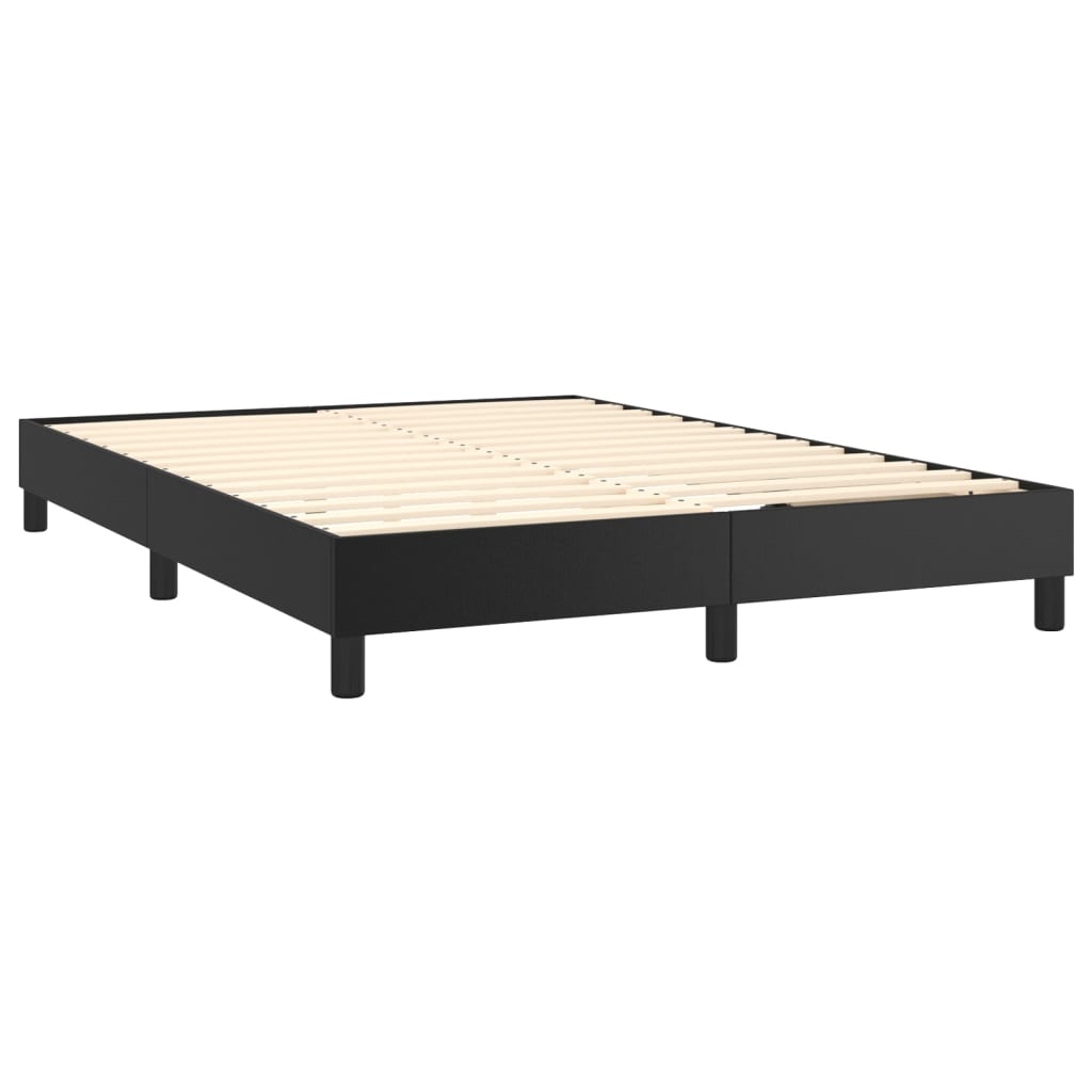 vidaXL Cama box spring colchón y LED cuero sintético negro 140x190 cm