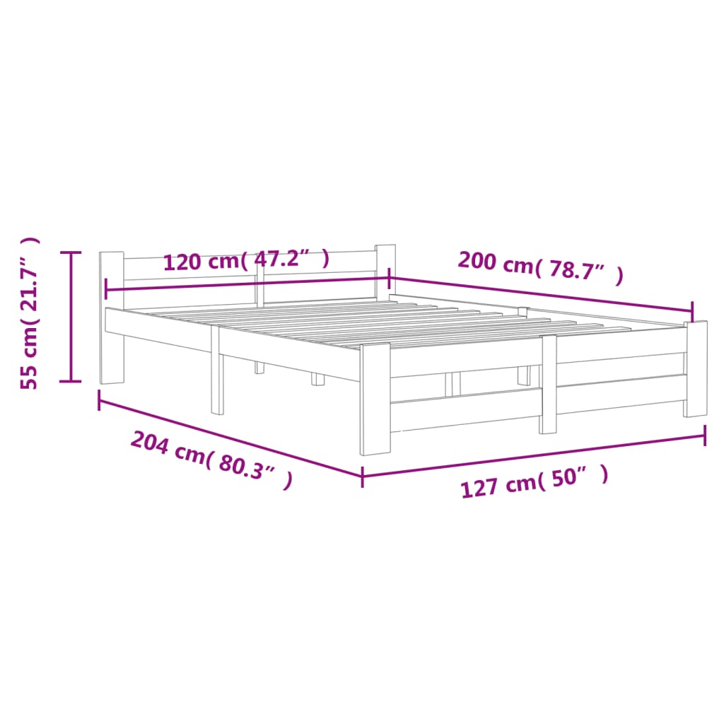 vidaXL Estructura cama sin colchón madera pino gris oscuro 120x200 cm