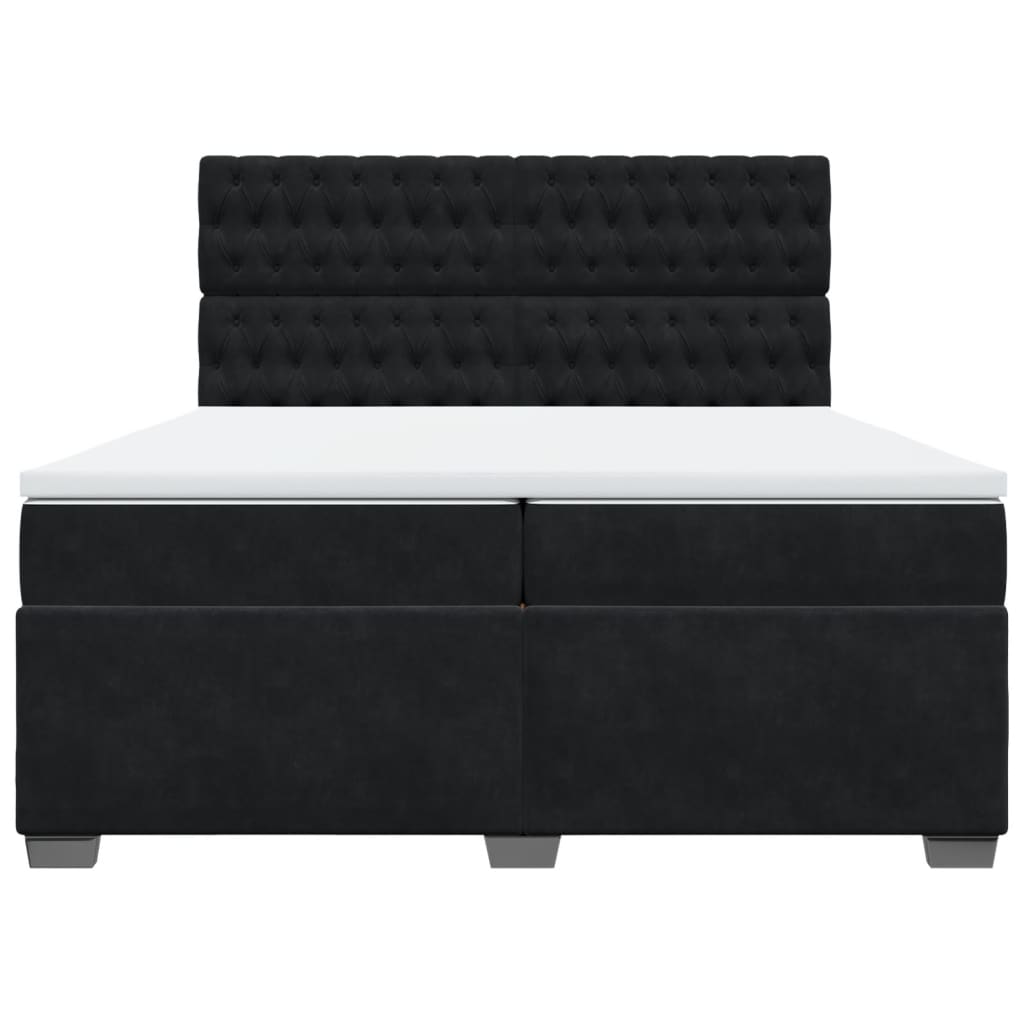 vidaXL Cama box spring con colchón terciopelo negro 200x200 cm