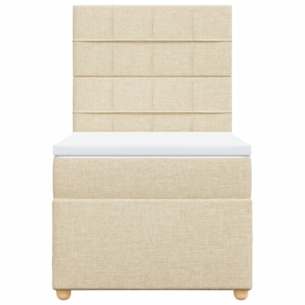 vidaXL Cama box spring con colchón tela color crema 90x190 cm