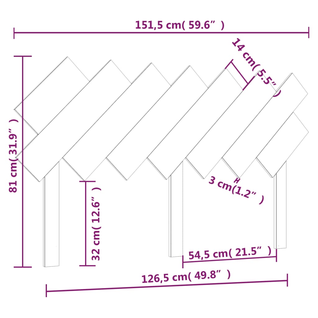 vidaXL Cabecero de cama madera maciza de pino negro 151,5x3x81 cm