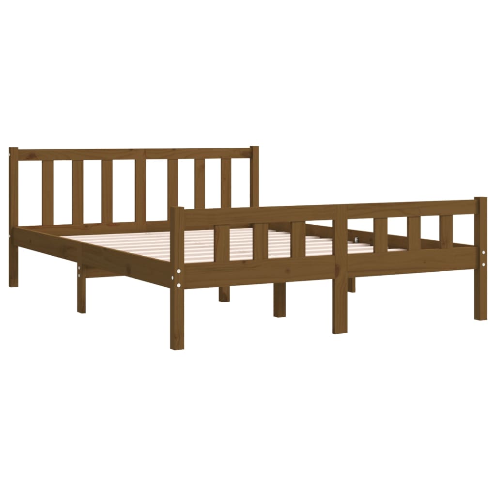 vidaXL Estructura de cama madera maciza marrón miel 140x190 cm