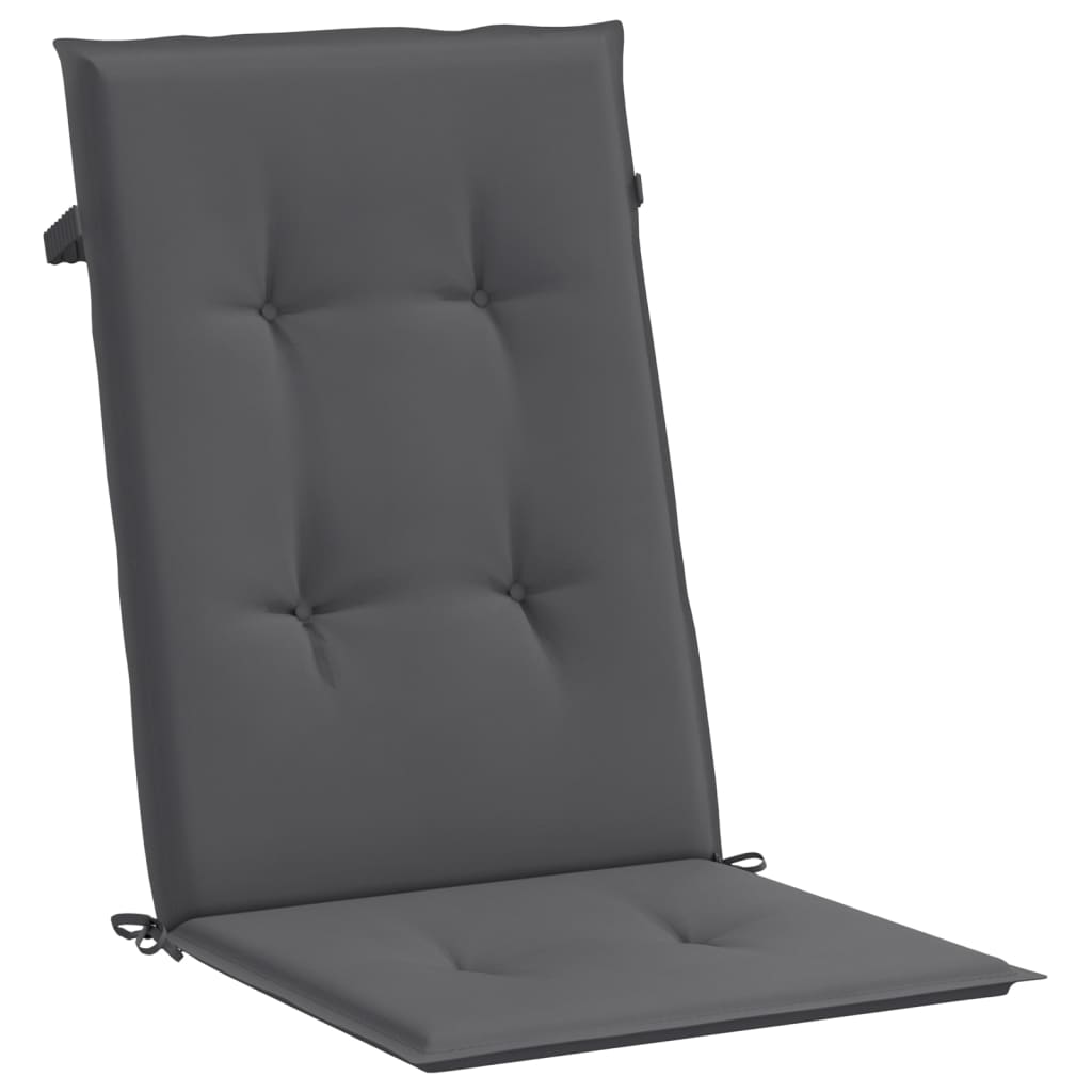 vidaXL Cojín silla de jardín respaldo alto 2 uds tela gris 120x50x3 cm