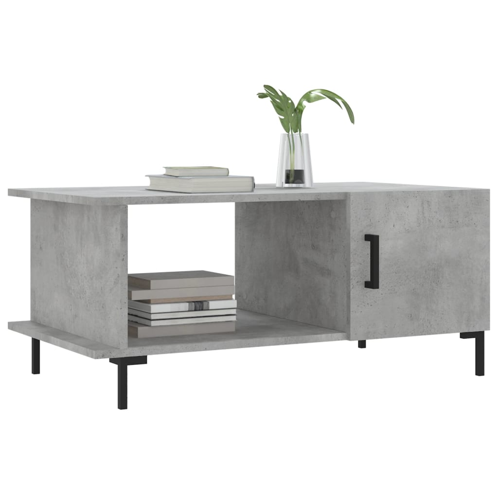 vidaXL Mesa de centro madera contrachapada gris hormigón 90x50x40 cm