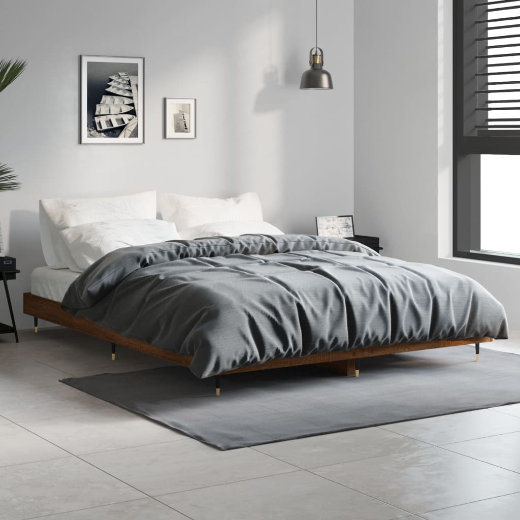 vidaXL Estructura de cama sin colchón madera marrón roble 140x190 cm