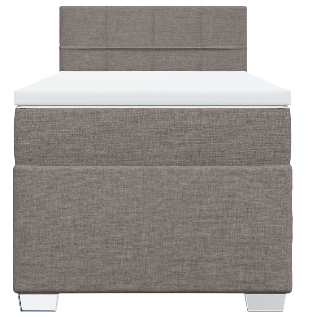 vidaXL Cama box spring con colchón tela gris taupe 100x200 cm