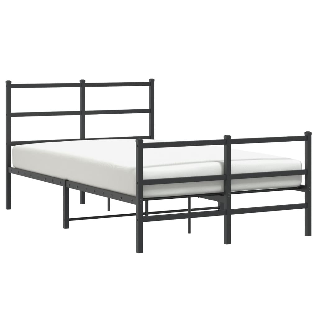 vidaXL Estructura cama sin colchón con estribo metal negro 120x190 cm