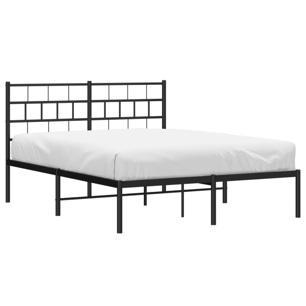 vidaXL Estructura cama sin colchón con cabecero metal negro 135x190 cm