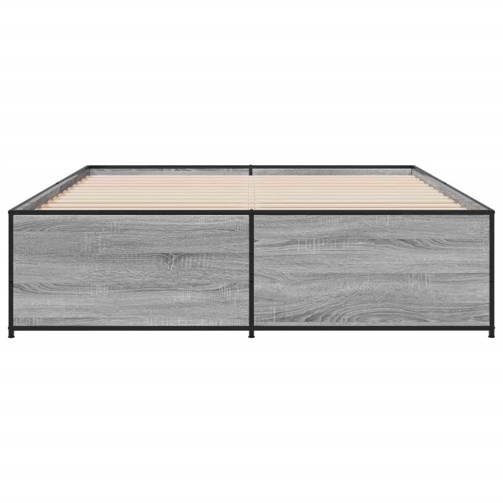 vidaXL Estructura cama madera ingeniería metal gris Sonoma 140x200 cm